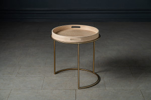 Кофейный столик Трейн DL круглый с подносом светлый/латунь