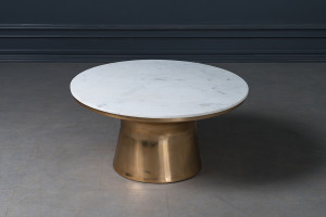 Кофейный столик Корк с белой мраморной столешницей большой