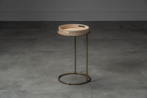 Кофейный столик Трейн DS круглый с подносом светлый/латунь