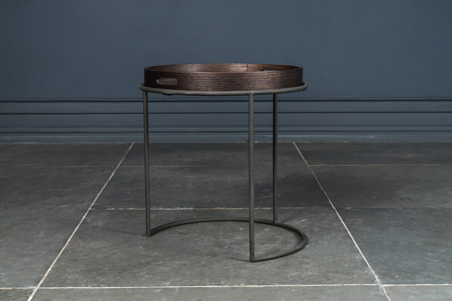 Кофейный столик Трейн DL круглый с подносом тёмный/чёрный