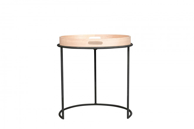 Кофейный столик Трейн DL круглый с подносом светлый/чёрный